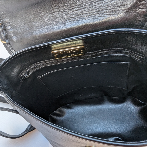 Stuart Weitzman Black Crossbody Bag with Gold Stitching - Picture 10 of 13